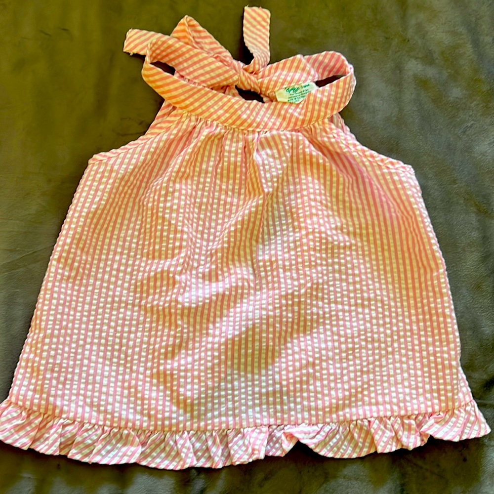 Vintage Tiny Tots Oink & White Top with Tie Bow
